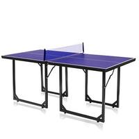 Goplus Multi-Use Foldable Midsize Compact Table Tennis Table Removable Net Picnic Table - Blue,Black
