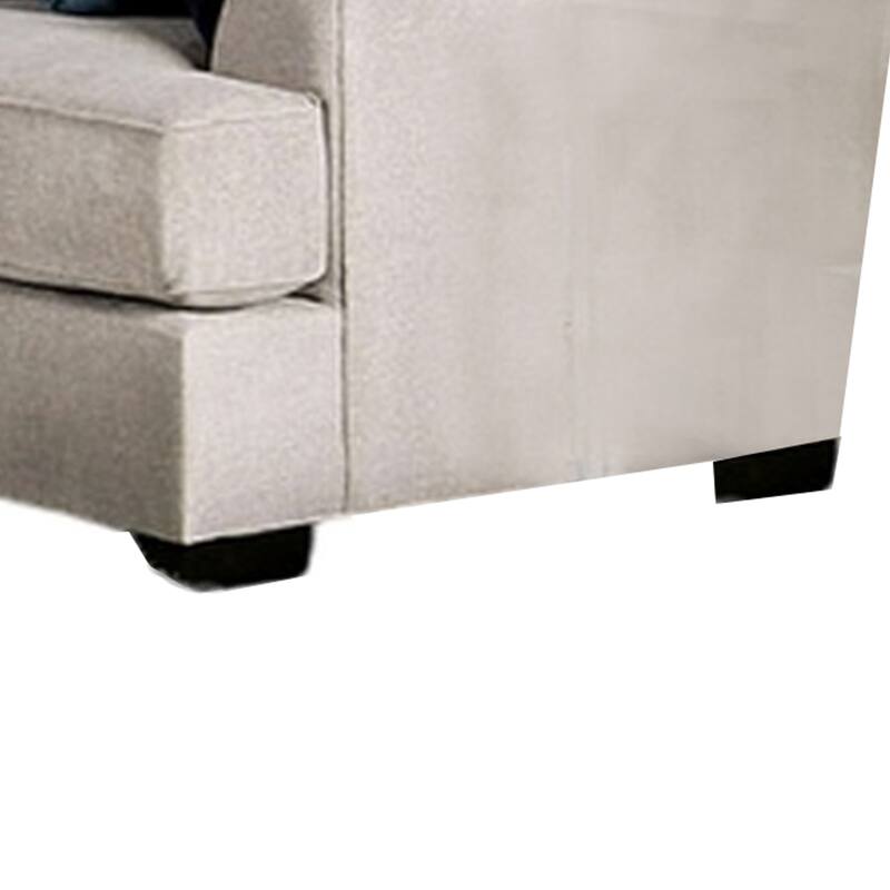 Vinie L Shape Sectional Sofa, 9 Throw Pillows, Beige Chenille 144 Inch
