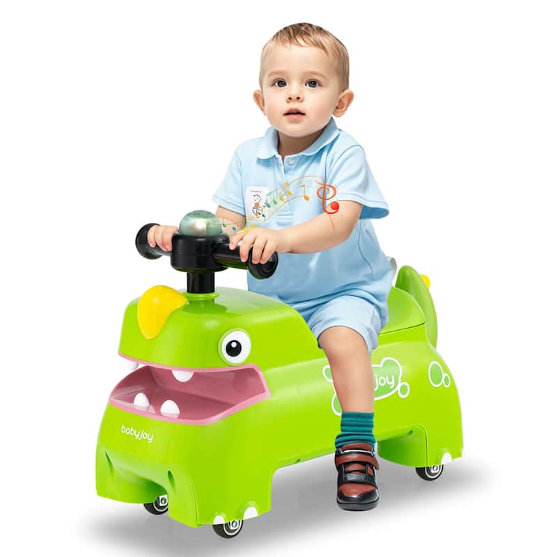 Babyjoy Ride on Toy Baby Dinosaur Sliding Car with4 Universal Casters - See Details