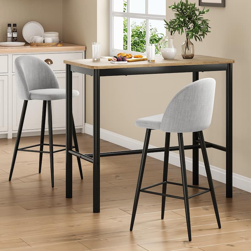 47 inch Counter Height Bar Table, Rectangular Dining Counter Tables with Metal Legs