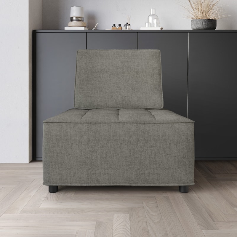 Clayfell Lancy Linen Tufted Square Accent Chair - Grey