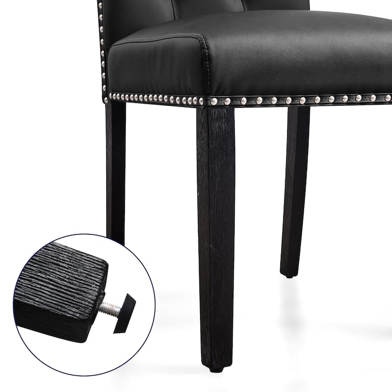 Subrtex (Set of 2) Leather Dining Chair with Riveted Button Decoration