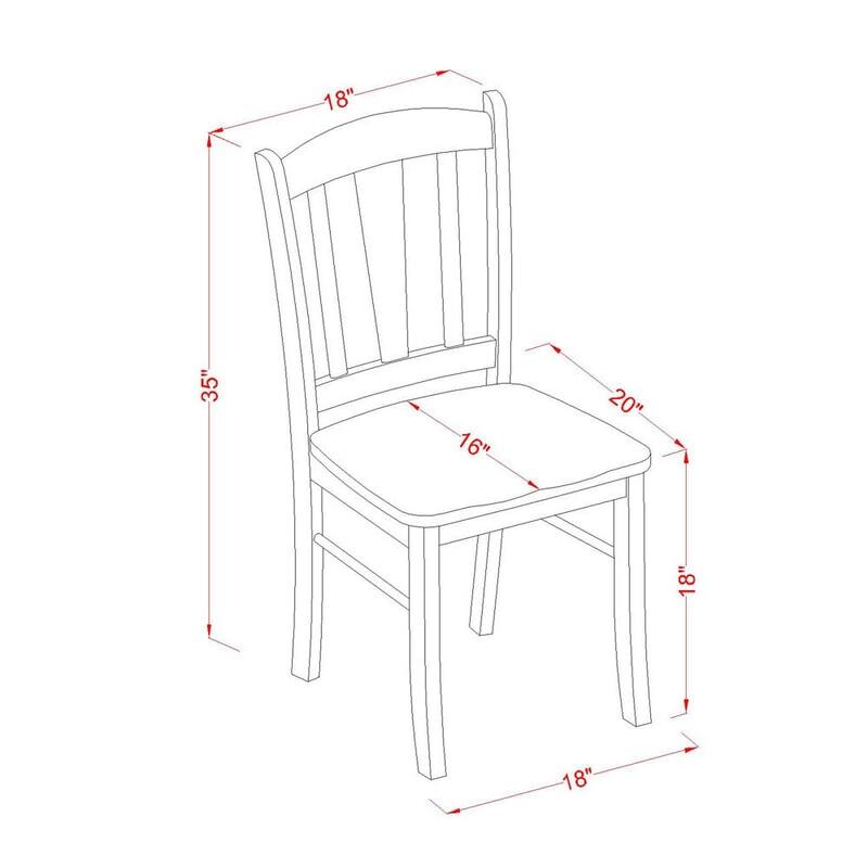 East West Furniture Dublin Kitchen Dining Chairs - Slat Back Wood Seat Chairs, Set of 2, (Finish Options)