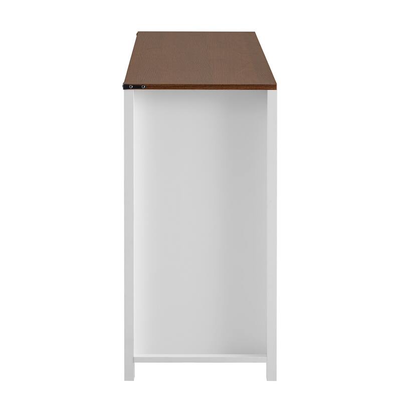 Sideboard Buffet Cabinet with Sliding Barn Doors & Open Shelf, Coffee Bar Storage Cabinet with Mesh Doors & Adjustable Shelf