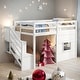 preview thumbnail 1 of 30, Elegant Twin Size Loft Bed with Storage Staircase and Window, White White