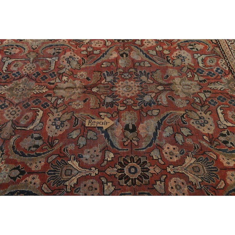 Pre-1900 Antique Floral Mahal Persian Area Rug Handmade Wool Carpet - 9'2"x 12'10"