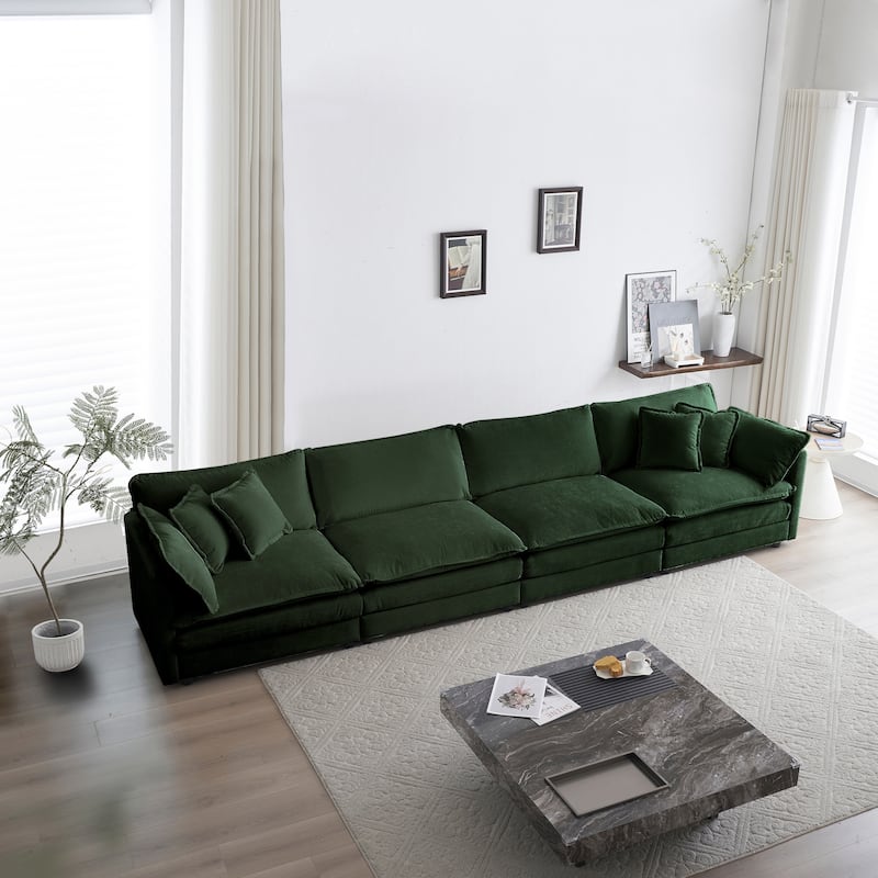 GDFStudio - Silverthorne Chenille 4-Seater Sectional Sofa with Pillow