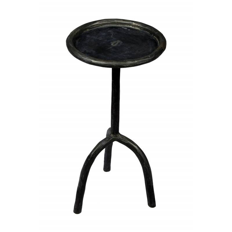 HomeRoots 23" Black Iron Pedestal Round End Table - 11.00 in. x 23.00 in. x 11.00 in.