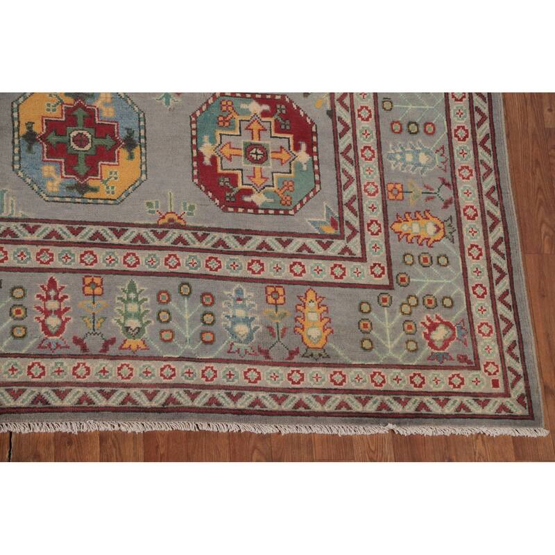 All-Over Geometric Kazak Oriental Area Rug Wool Carpet - 8'5" x 11'9"