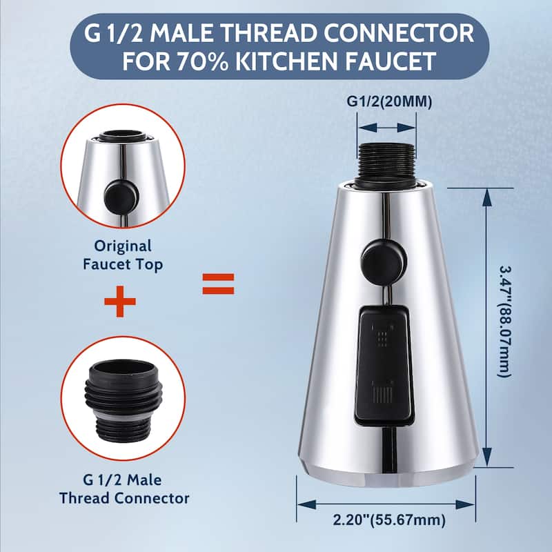 WOWOW Stainless Steel Kitchen Sprayer Head - 3 Modes with 9 Adapters