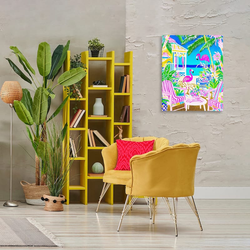 Stupell Vivid Flamingos on Tropical Beach Canvas Wall Art Design By Jess Stempel