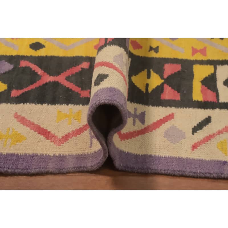 Hand Woven Southwestern Wool Multi-Colored Geometric Area Rug - 12' 10'' X 9' 8''