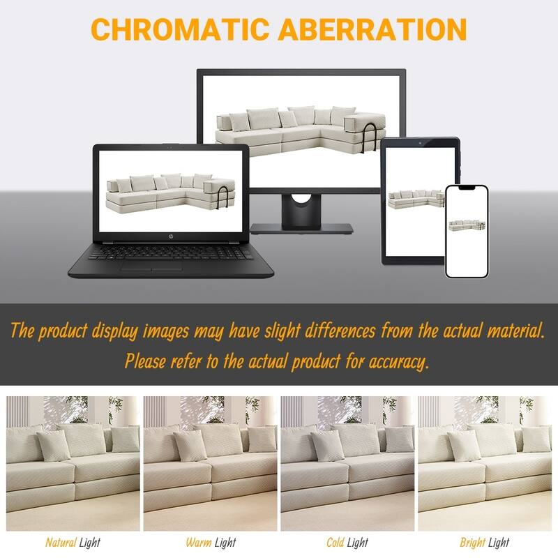 118.2" Modular L-Shaped Oversized Upholstered Sectional Sofa Set with 6 Pillows