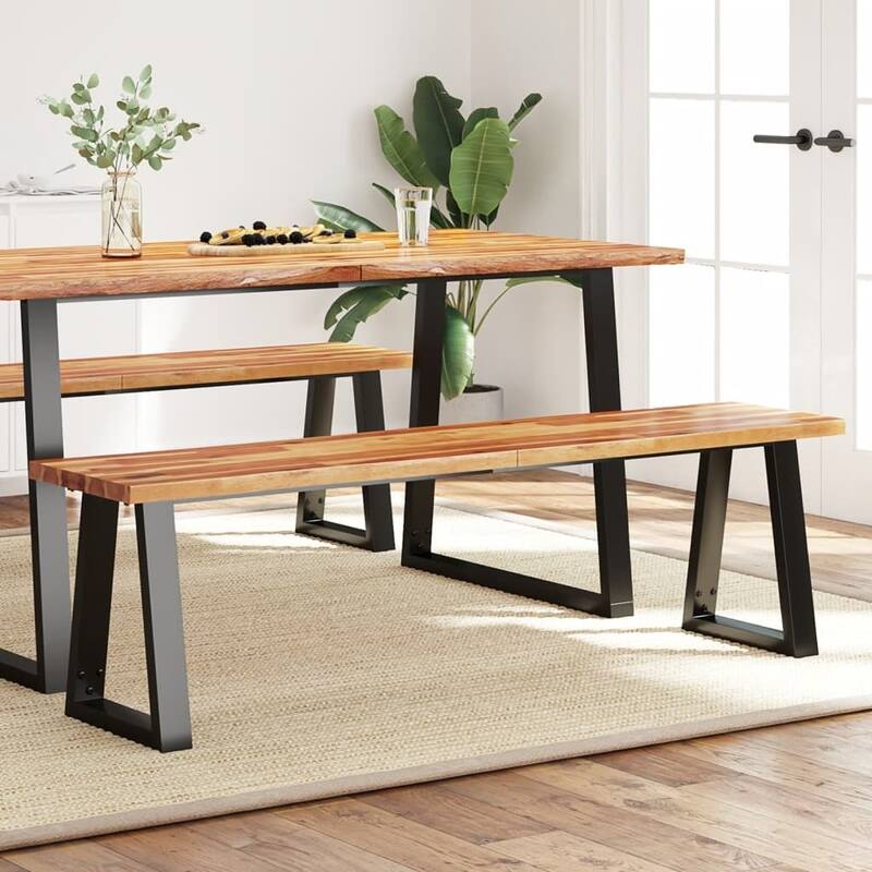 vidaXL Bench with Live Edge 63"/43.3"/55.1" Solid Wood Acacia