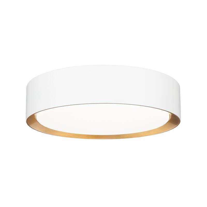 Kawan 1 Light Flush Mount in Matte White + Modern Gold