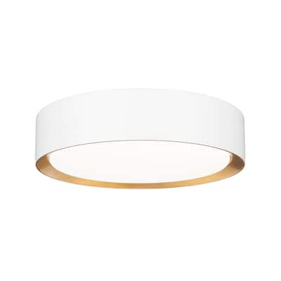 Kawan 1 Light Flush Mount in Matte White + Modern Gold