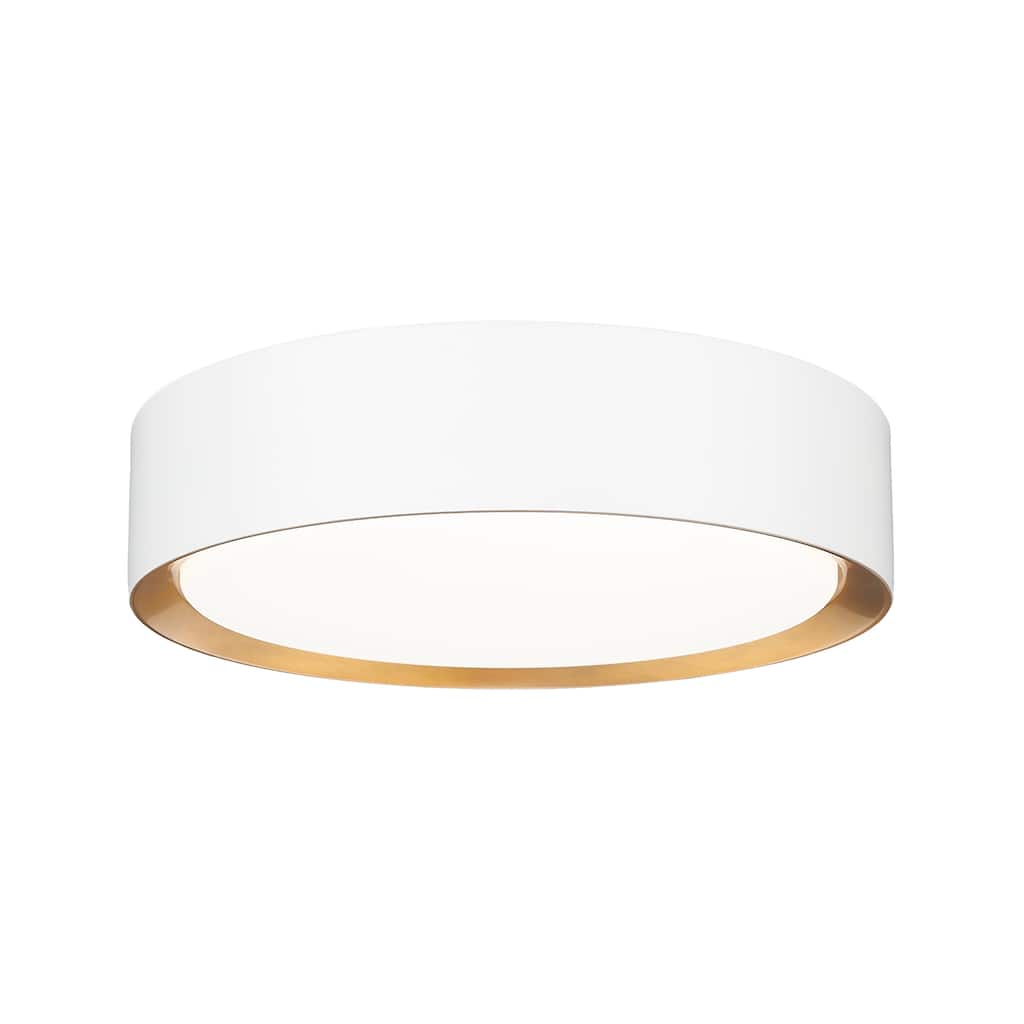 Kawan 1 Light Flush Mount in Matte White + Modern Gold