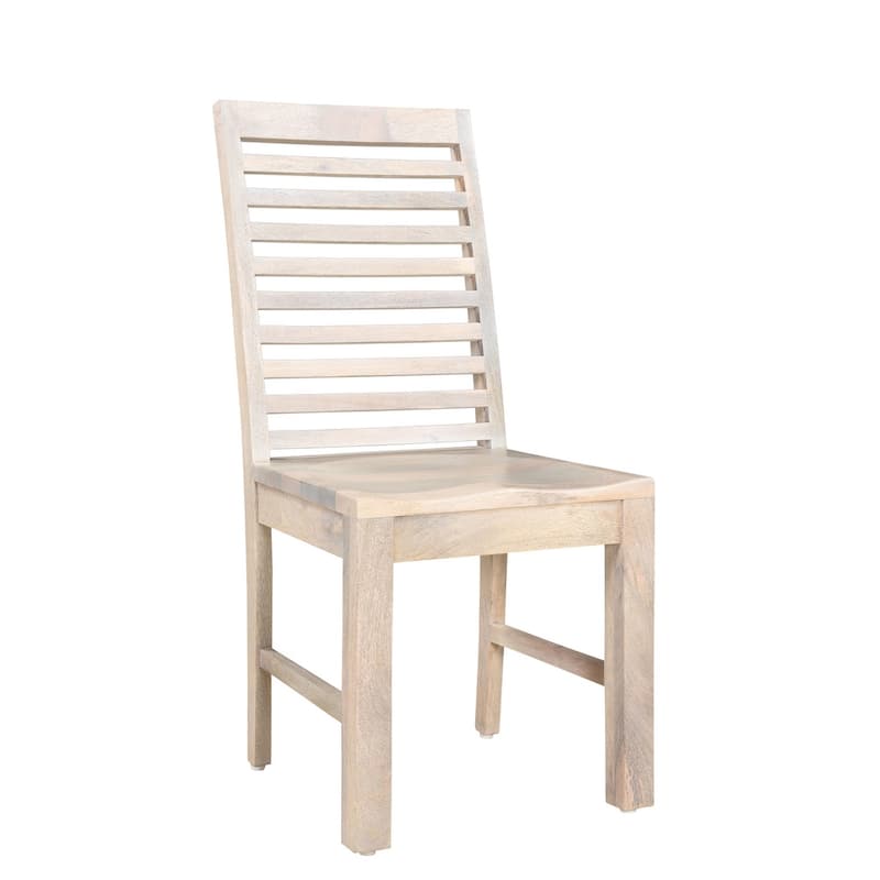 HomeRoots Set of Two White Wood Ladder Back Dining Side Chairs - 17.5' X '39.5' X '17.5