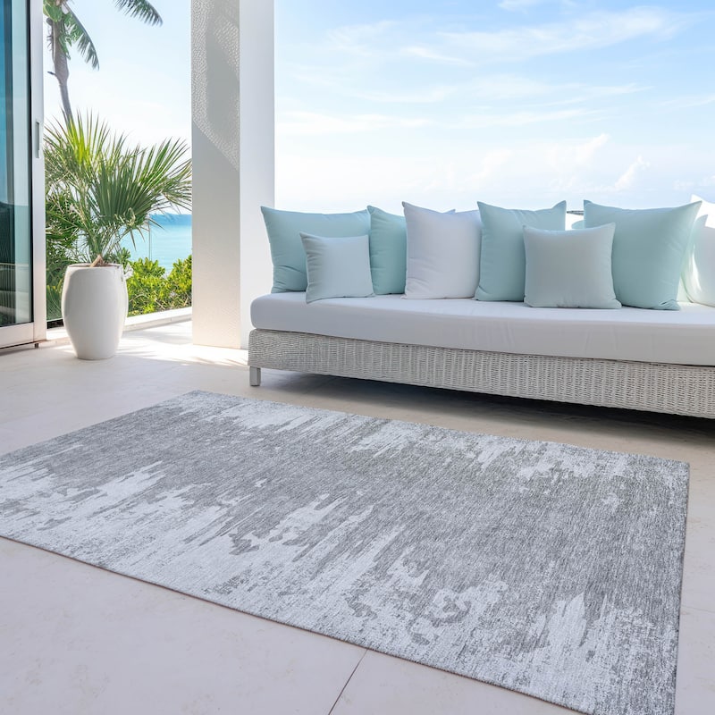 Machine Washable Indoor/ Outdoor Chantille Abstract Ombre Rug