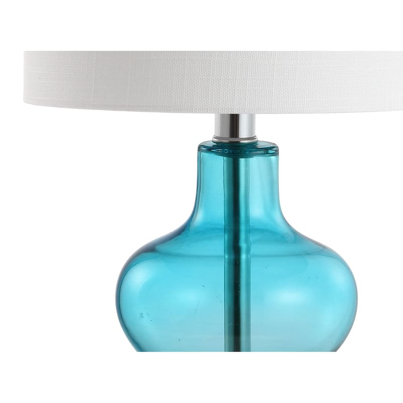 Guardian 20.5" Glass/Metal LED Table Lamp, Aqua by JONATHAN Y