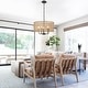 preview thumbnail 30 of 46, 5 - Light Dimmable Drum Chandelier Natural Rattan Bohemian & Coastal Pendant - 18.9 in
