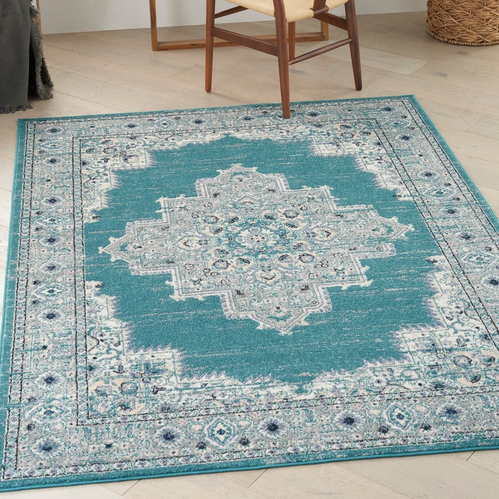 Porch & Den Dobbin Vintage Persian Medallion Farmhouse Area Rug