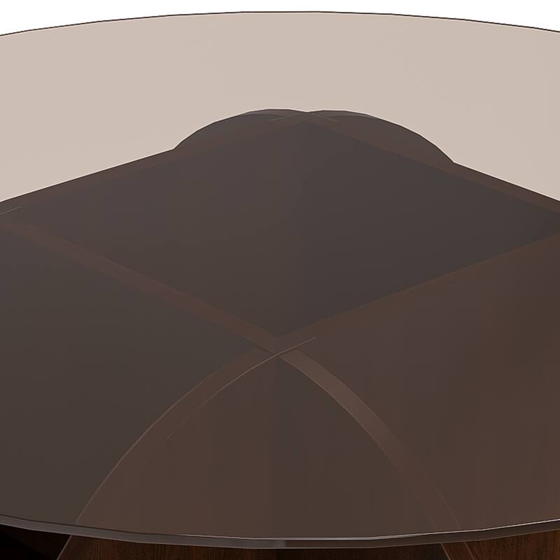 Round Coffee Table with Storage, 31.5 Inch Modern Farmhouse Center Table with Tempered Glass Top and Wooden MDF Frame