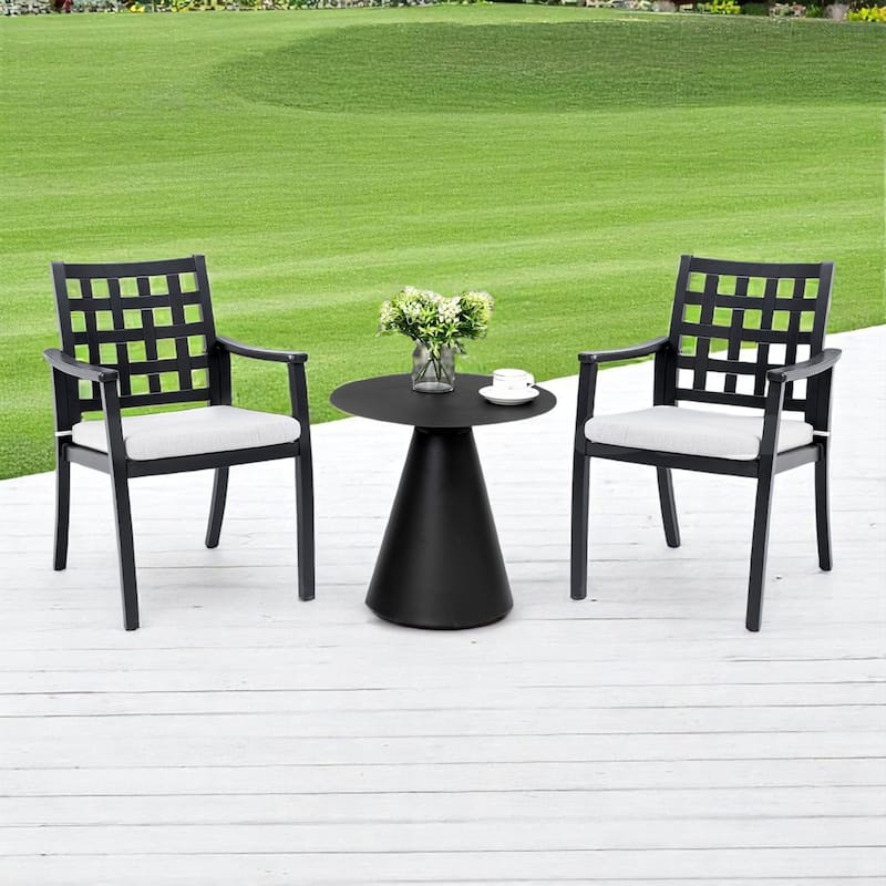 KISRAIS Modern Outdoor 2PC Aluminum Patio Dining Chairs, Sunbrella Fabric Cushion