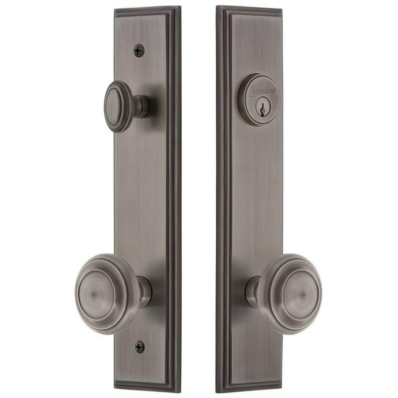 Grandeur Carre Solid Brass Tall Plate Single Cylinder Keyed Entry Set