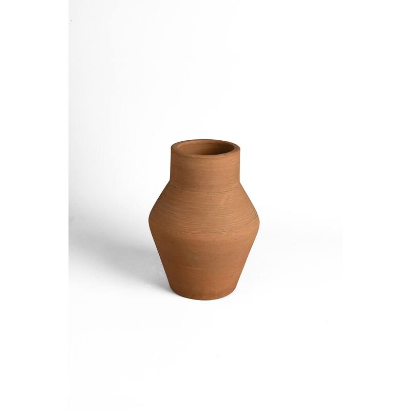 Terracotta Vase Natural Black H 8.7" & Dia 6.1" - Black
