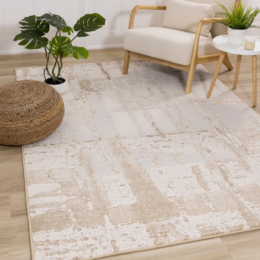 Isabelle Collection - Beige/Cream/Brown Distressed Rug