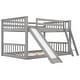 preview thumbnail 6 of 8, Full over Full Bunk Bed with Convertible Slide and Ladder, With Space-Saving Low Bunk Design,Suitable For Small Spaces,Gray