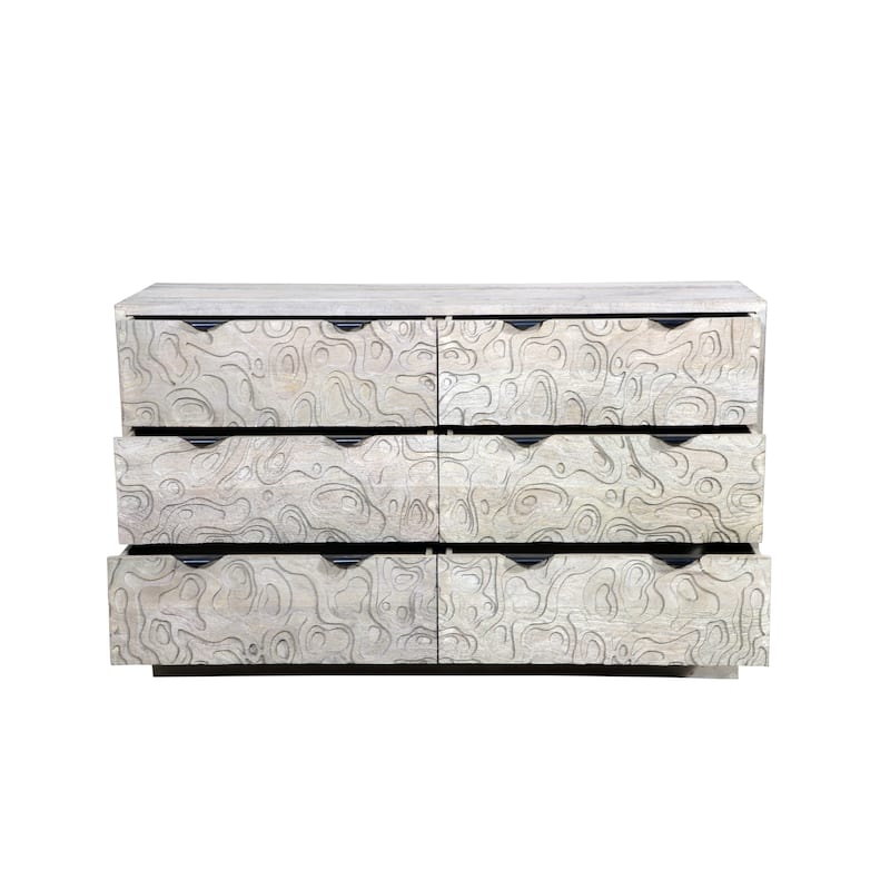 Solid Wood Carved Storage Dresser with 6 Drawers