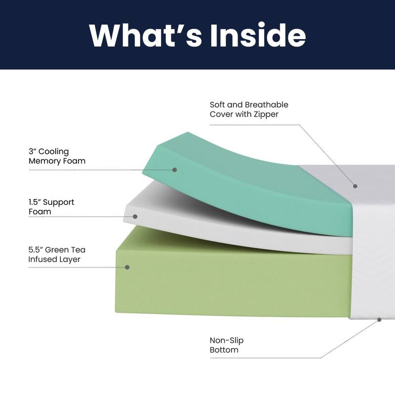 Green Tea Cooling Gel 3-Layer Memory Foam Mattress in a Box