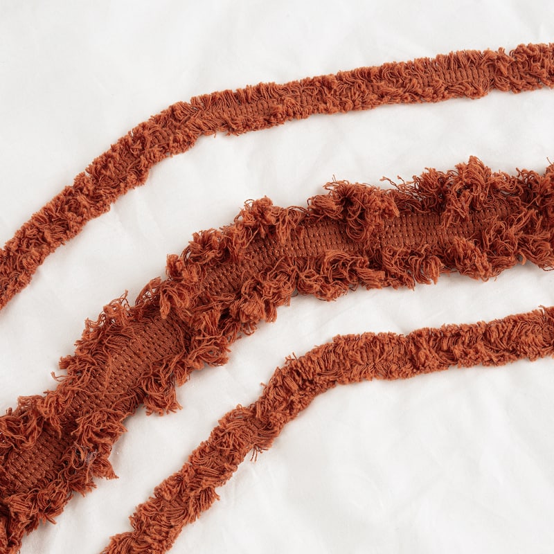 Sweet Jojo Designs Orange Boho Bohemian Girl 4pc Nursery Crib Bedding Set Burnt Rust Ivory Farmhouse Shabby Chic Fringe Cotton