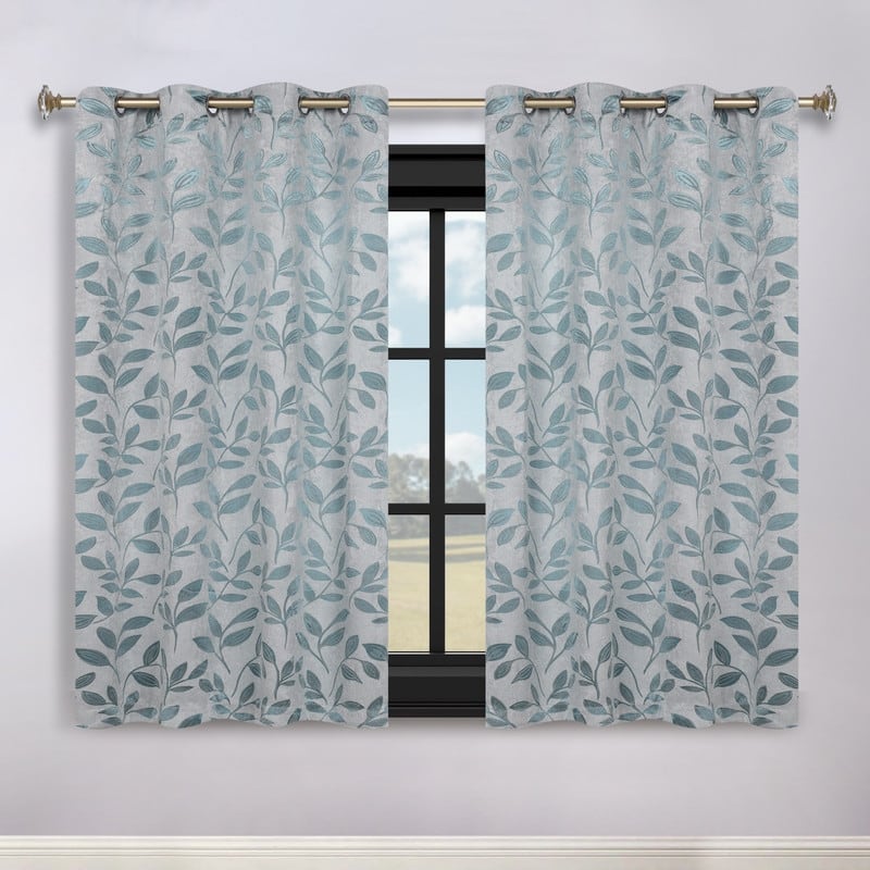 Superior Modern Bohemian Leaves Room Darkening Curtains with Grommets
