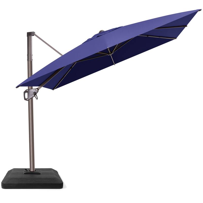 Outdoor 11 x 9 FT Patio 360 Degree Rotation Cantilever Umbrella with 4-Piece Umbrella Base