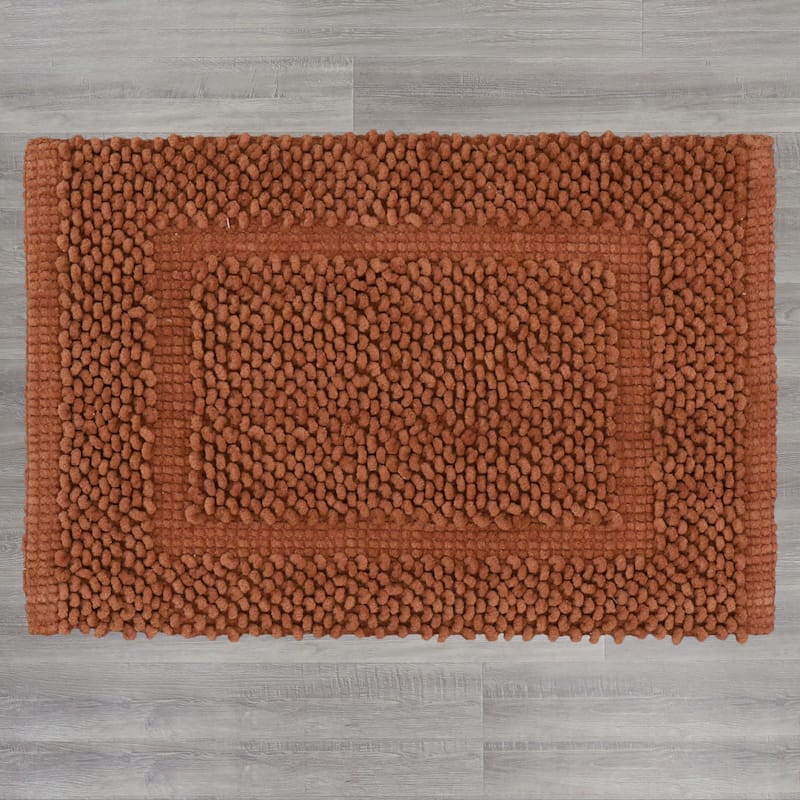 Sophie Border Ultra-plush Chenille Non-Slip Cotton Bath Mat