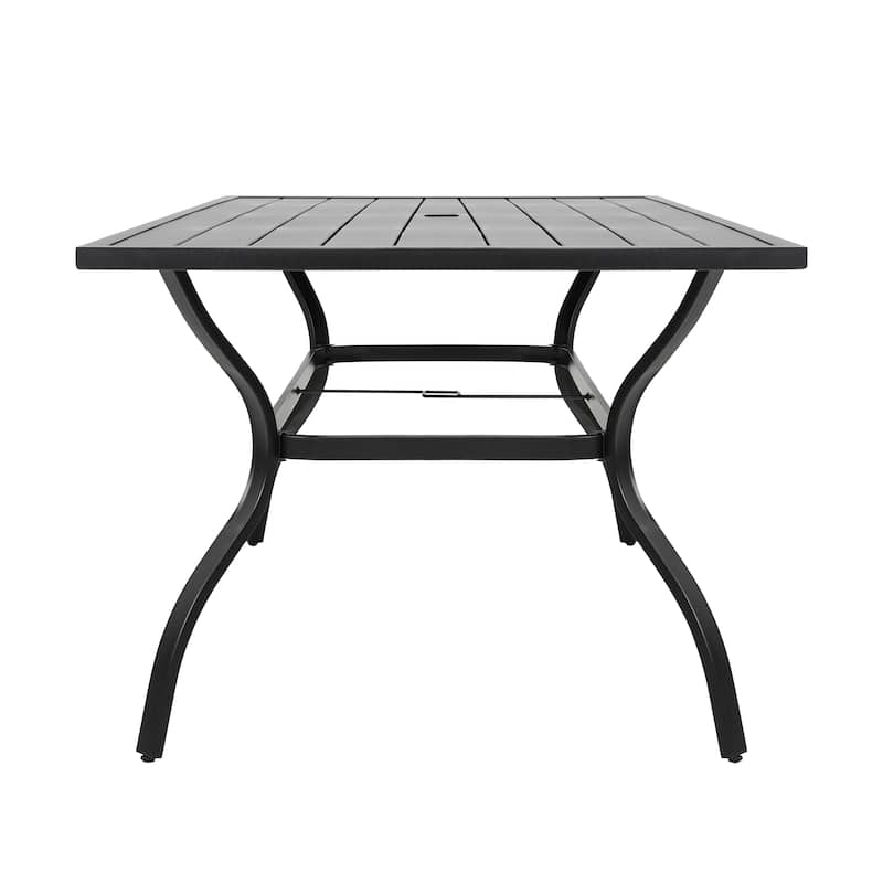 Outdoor 7-Piece Dining Set with Umbrella Hole, Black