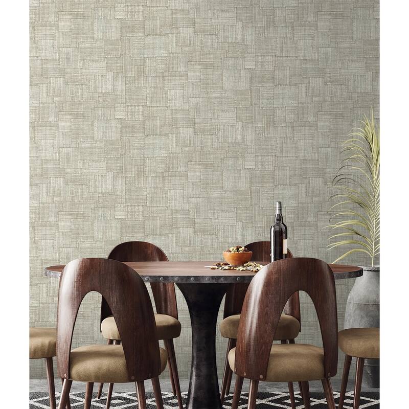 Seabrook Designs Woven Blocks Embossed Vinyl Unpasted Wallpaper