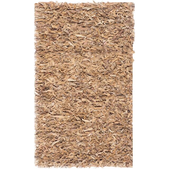 SAFAVIEH Handmade Leather Shag Carlijn Modern Decorative Rug - 3' x 5' - Light Gold