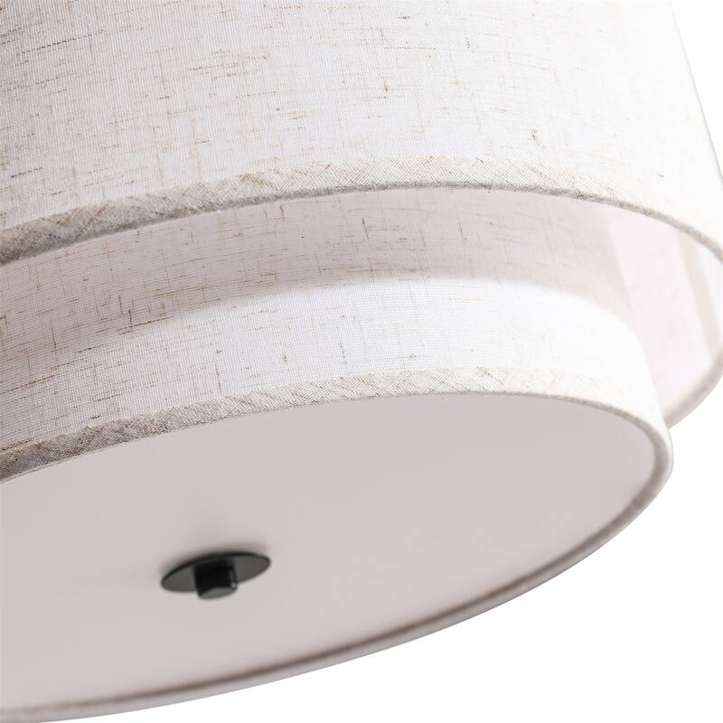 16" Modern Ceiling Light, Fabric Upholstered, Flush-Mount Fixture (Bulb Not Included)