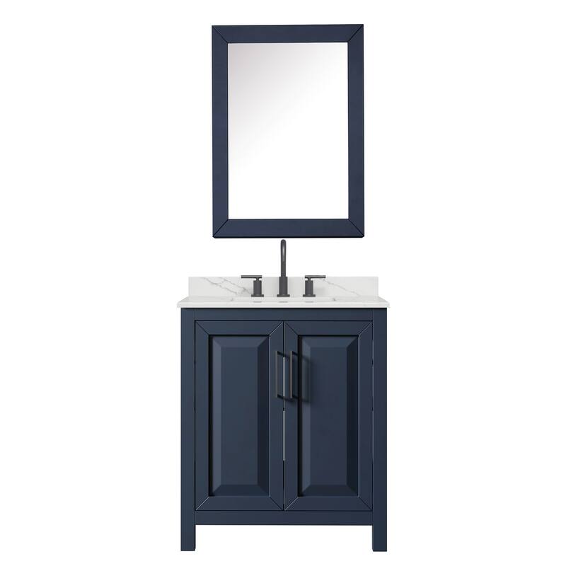 Daria 30-inch Single Vanity, 3 Hole Quartz Top, Med Cabinet