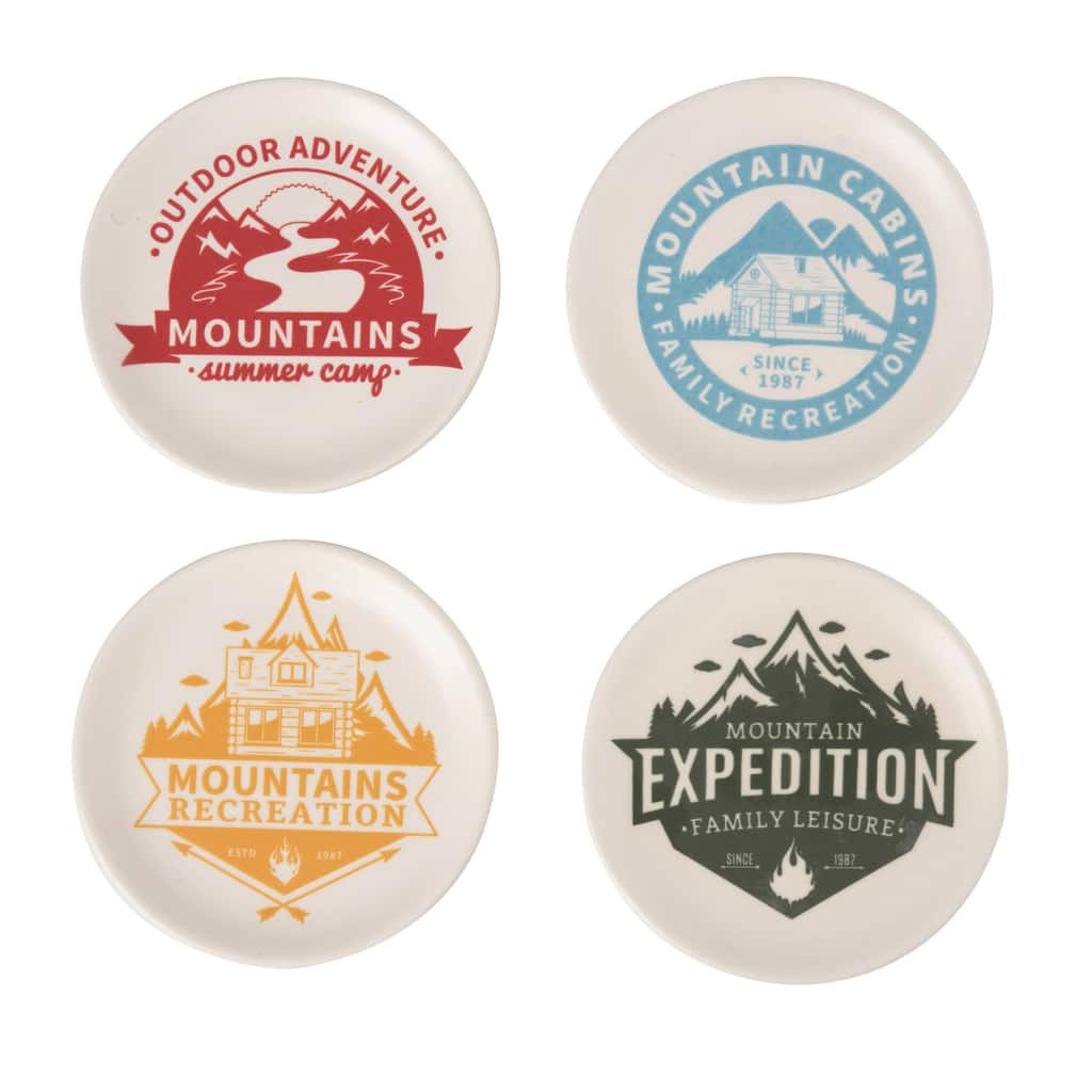 Transpac Dolomite 4 in. Multicolor Spring Matte Debossed Cabin Coasters Set of 4