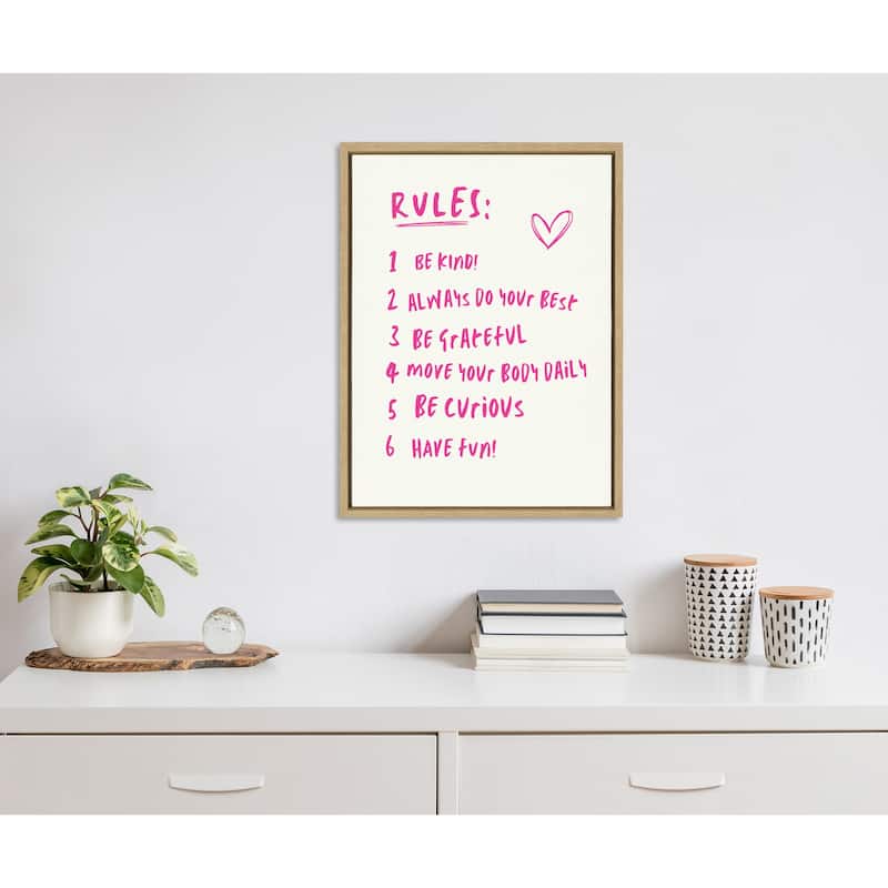 Kate and Laurel Sylvie House Rules Framed Canvas by Honey Island Studio