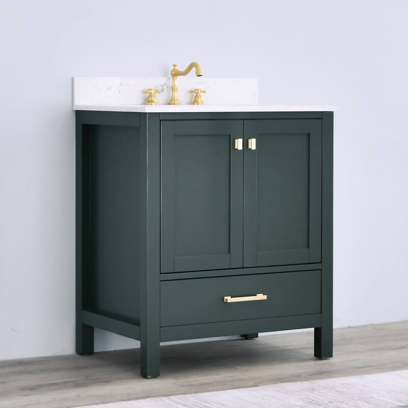 Prismora 30 in. Juniper Green Vanity with Countertop & Splash, Single Sink