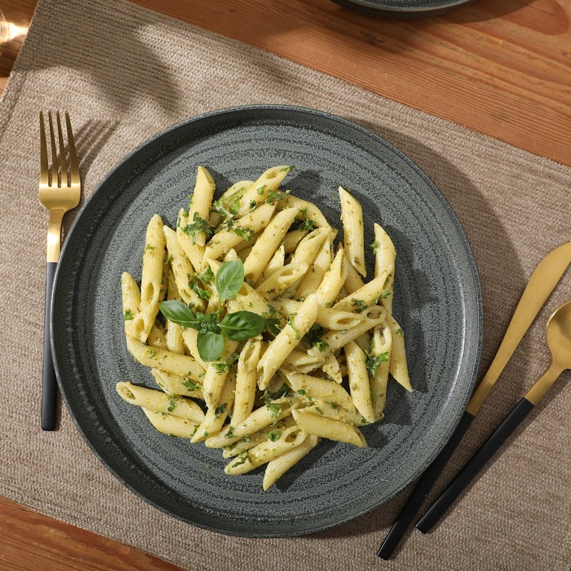 Gibson Elite Echo Bay 12 Piece Porcelain Reactive Glaze (Service for 4) Ceramic Plates and Bowls Dinnerware Set