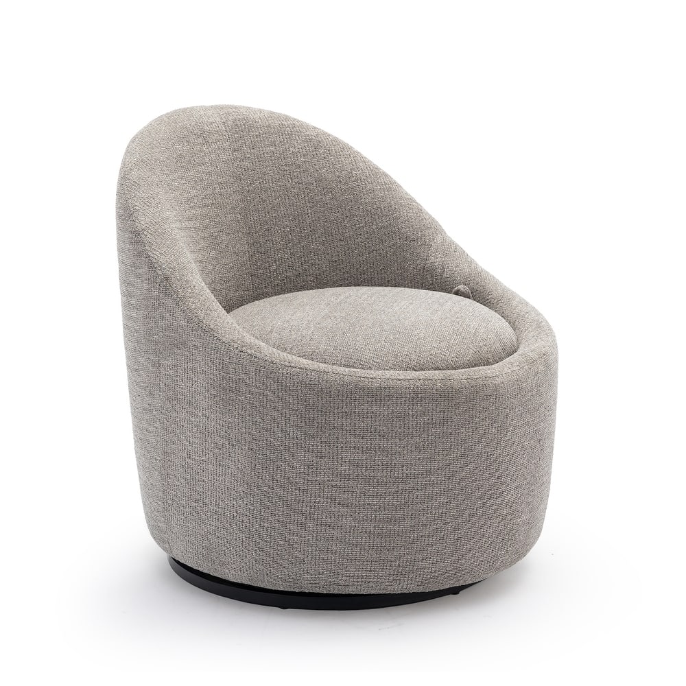 Modern Barrel Swivel Accent Chair - 360° Rotation & Hidden Storage Ottoman, Compact for Small Spaces