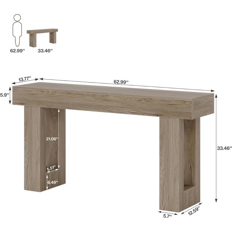 63" Wooden Console Table, Rectangular Sofa Table for Behind Couch, Entryway, HallwayLiving Room