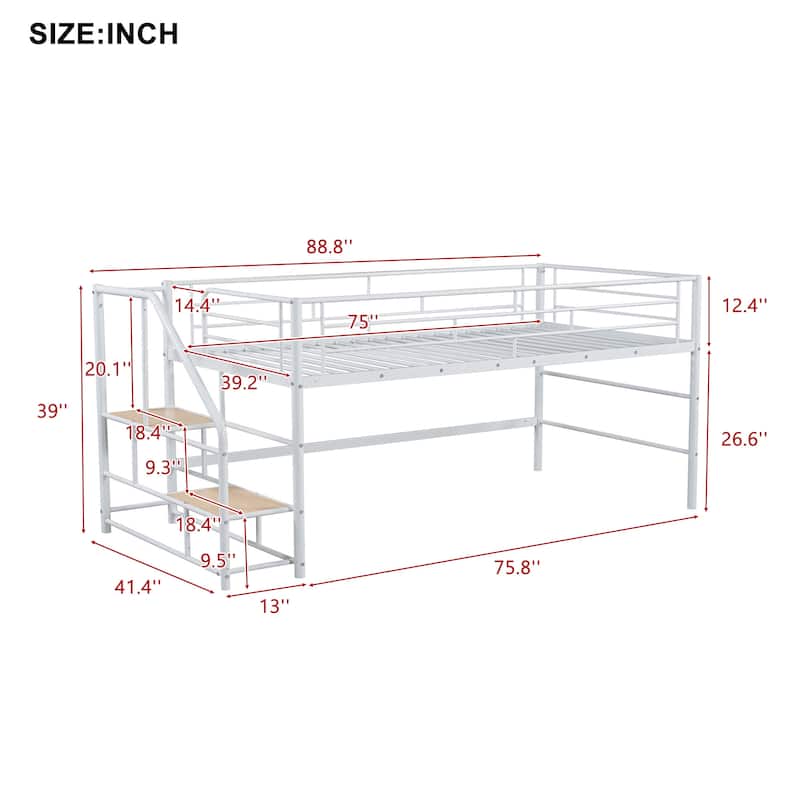 Mid Loft Bed with Storage stairs